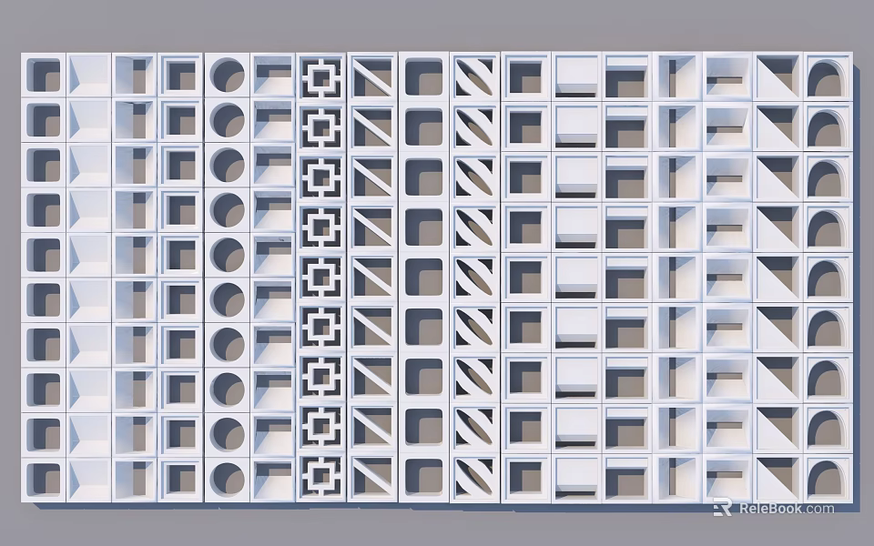 Modern White Interior Partition With Geometric Cutout Patterns And Square Circle Designs 3d model