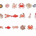 Cartoon Marine Animal Pendants Featuring Crab Fish Octopus And Lobster Designs