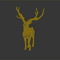 Minimalist Light Gray 3D Deer Sculpture With Detailed Antlers On Dark Background