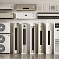 Modern Home Appliances Collection Including Wall Mounted Standing Air Conditioners And Fans
