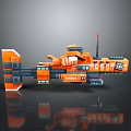 Orange Pixel Art Sci Fi Weapon With Detailed Tech Components And Modern Design 3d model