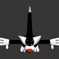 Game Movie Cartoon Cat Character Black White Fur Red Nose Arms Outstretched Pose