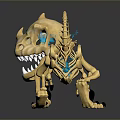 Game Movie Character Dinosaur Skeleton With Glowing Blue Elements And Realistic Design