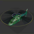 Blue and White Helicopter With Rotating Rotor Creating Yellow Ring Effect Against Dark Background 3d model