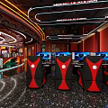 Chinese Style Internet Café With Peking Opera Elements And Lighting 3d model