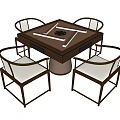 Mahjong tables and chairs 3d model