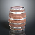 Rustic Wooden Barrel With Metal Hoops And Smooth Surface Texture