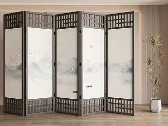 New Chinese Screen Wooden Screen Zen Screen 3d model