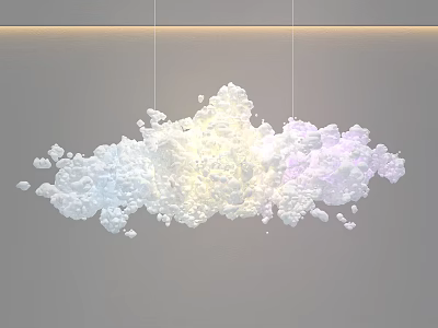 Abstract Cloud Shaped Chandelier With White Lavender Fluffy Design And Soft Lighting 3d model