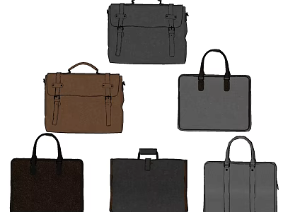 Stylish Handbags Briefcases And Laptop Bags In Various Colors And Designs 3d model