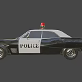 Vintage Black And White Police Car With Roof Lights And Classic Design
