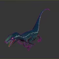 3D Rendered Blue Green Dinosaur Model With Open Mouth Sharp Teeth And Long Tail