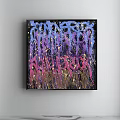 Vibrant Abstract Painting With Splattered Blue Yellow Green White And Black Colors