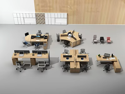 Modern Office Desks With Ergonomic Chairs Computer Monitors And Workspace Setup 3d model