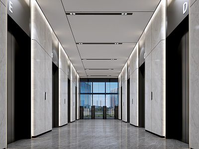 modern elevator hall model