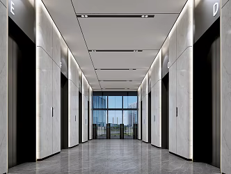 modern elevator hall 3d model