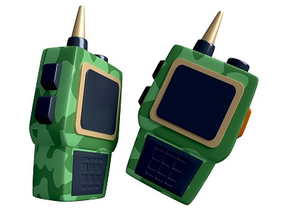 Cartoon style walkie talkie cartoon military equipment weapon theme military exhibition 3d model