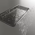 Creative Plate Decoration Showcasing Stainless Steel Tray With Splashing Water For Artistic Visuals