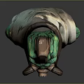 Intricate Green Game Movie Character With Armor Like Structure And Wooden Decorative Details