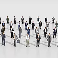 Group of Business People in Formal Attire Standing Together on White Background