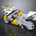 Sporty Yellow And White Motorcycle With Honeycomb Pattern And Sleek Design