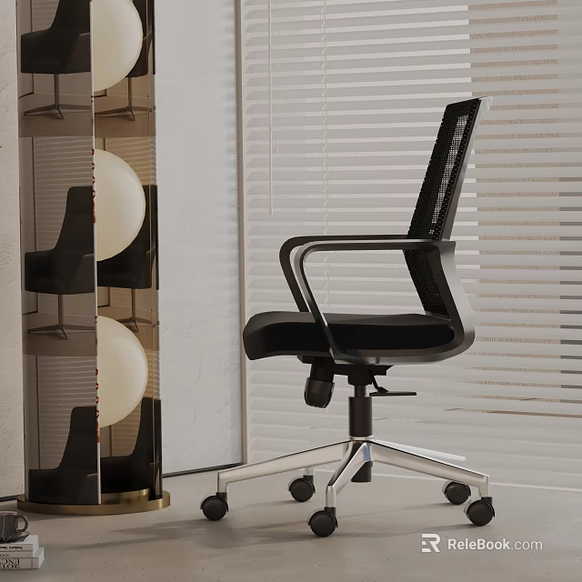 Modern Ergonomic Mesh Back Office Chair With Adjustable Height And Metal Base 3d model 