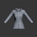 Light Blue Women's Blazer With Lapel Collar Button Front Long Sleeves Slim Fit Design