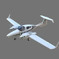 White Small Airplane With Propeller Streamlined Cockpit Design In Flight 3d model