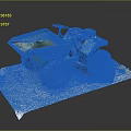 Green Small Utility Dumper Vehicle with Red Wheels Tipping Bucket and Engine on Platform