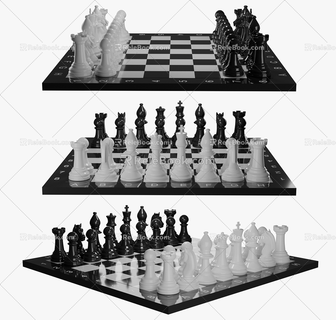 Chess board game decorations chess and card decorations 3d model