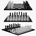 Chess board game decorations chess and card decorations 3d model