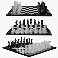 Chess board game decorations chess and card decorations 3d model