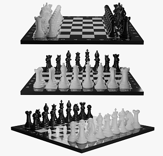 Chess board game decorations chess and card decorations 3d model