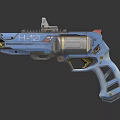 Blue H10 Sci Fi Pistol With Tactical Sight And Ergonomic Grip Details