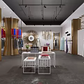 Modern Clothing Store Interior With Mannequins Clothes And Decorative Display Shelves