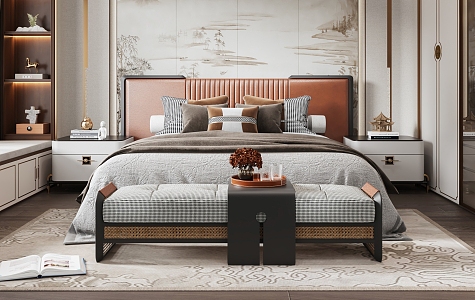 New Chinese Double Bed 3d model