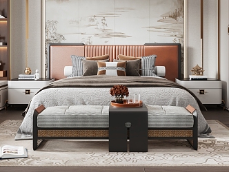 New Chinese Double Bed 3d model