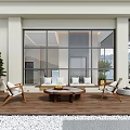 Spacious Indoor Garden Space With Glass Windows Wooden Flooring Potted Plants And Mountain View