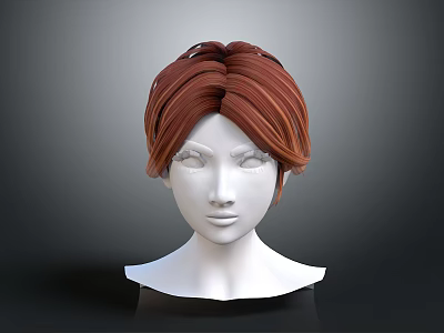 Game Movie Character 3D Model Female Brown Short Hair With Bangs And White Facial Features 3d model