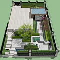 Garden Landscape Design With Lush Plants Stone Pathways Water Pond And Covered Pavilion