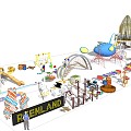 Modern play equipment children's activity equipment combination 3d model