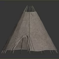 Portable Canvas Tepee Tent With Conical Shape For Outdoor Camping Use 3d model