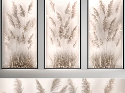 Modern Framed Reed Wall Decor Set of Three for Home Interior 3d model