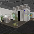 Modern Clothing Store Interior Design With Display Shelves Green Plants And Comfortable Seating