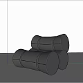 Modern Black Single Seater Sofa With Cylindrical Modules And Smooth Leather Finish 3d model