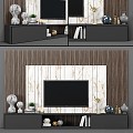 Modern TV background wall wall book TV TV station decoration 3d model