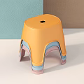 Orange Stackable Kids Plastic Stool With Multicolor Layers For Home Use 3d model