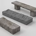 Outdoor Stone Landscape Seats With Textured Surface And Different Shapes 3d model