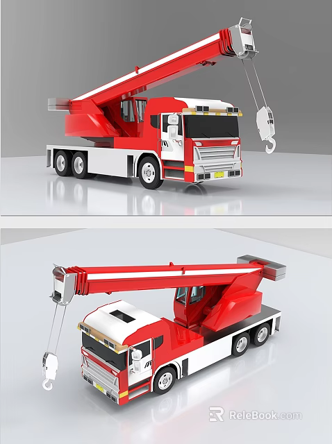 Red Industrial Crane Truck With Lifting Function For Heavy Duty Use 3d model 