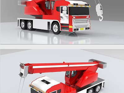 Red Industrial Crane Truck With Lifting Function For Heavy Duty Use 3d model